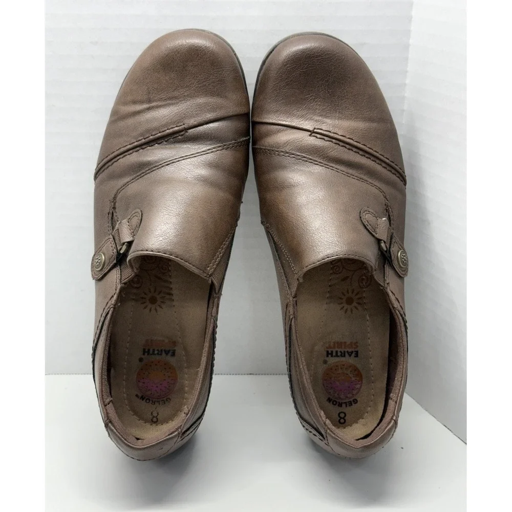 Earth Spirit Beni Loafers Womens Size 8 Brown Gelron Cushion Wedge Slip On Shoes